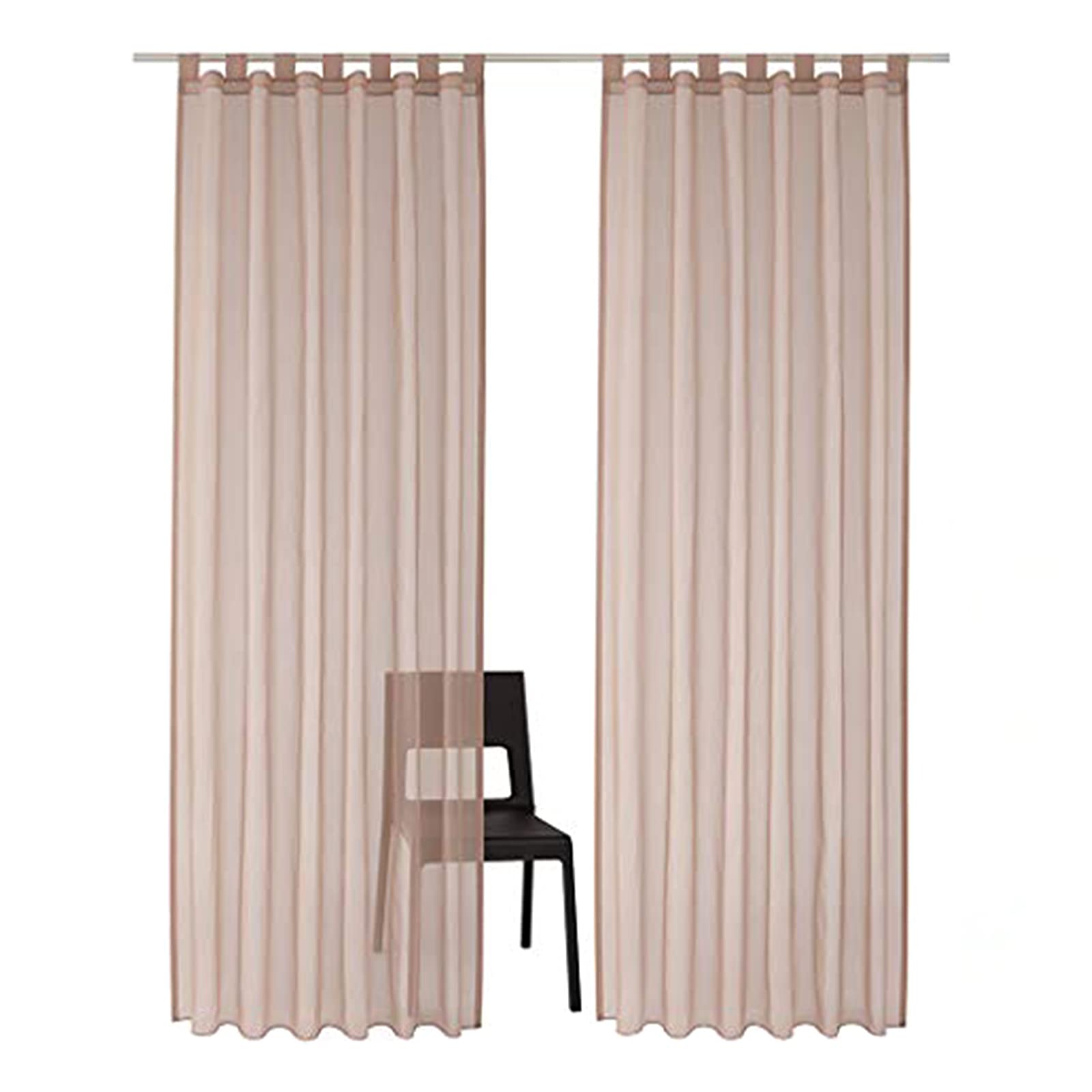 SIMPVALE 2 Panels Sheer Curtain - Classical Solid Voile Curtains with Tab Top - for Bedroom Living Room Balcony (Width 140cm/Drop 260cm, Light brown) — image 1