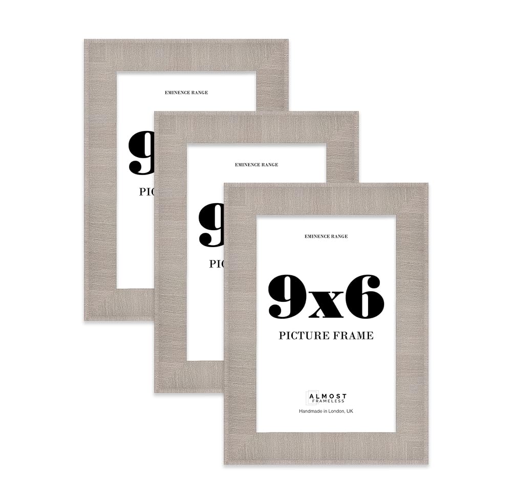 9x6" Grey Picture Frame - Rustic Wood Industrial Effect Photo Frame for Wall Display, Ideal for Posters, Prints & Home Décor, Wall Hooks and Kickstand, 32mm Edge - 3 Pack