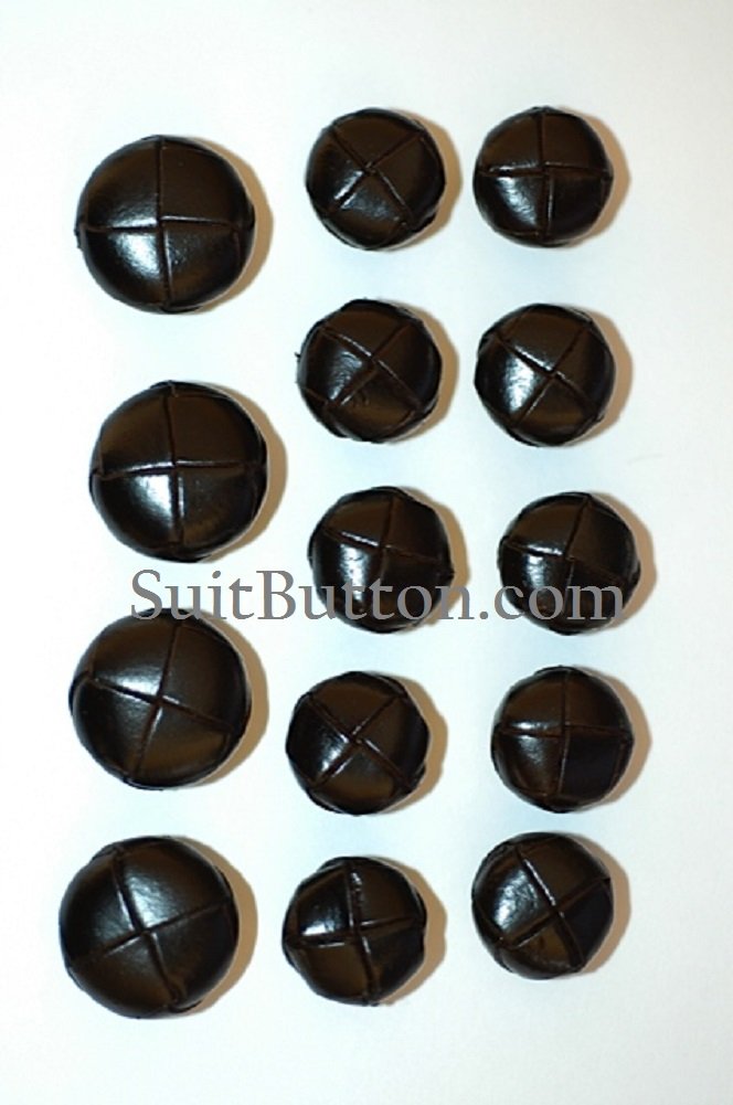 Black Woven Leather Button Three Button Blazer Set