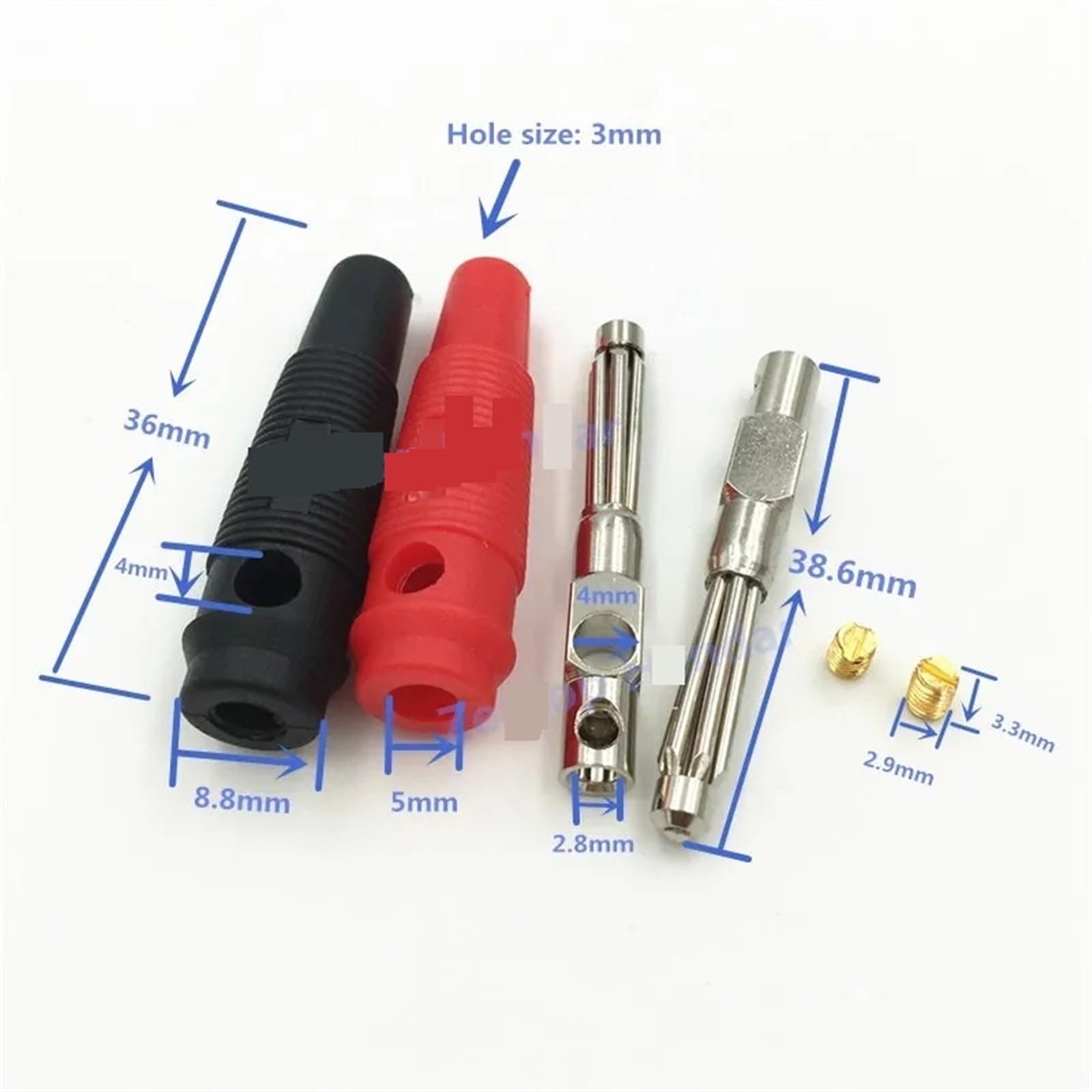 Lot de 20 fiches Bananes empilables sans Soudure de 4 mm, 32 A, Grand Courant, Haute Tension, tête de connecteur Banane à 7 Broches(10Red 10Black)