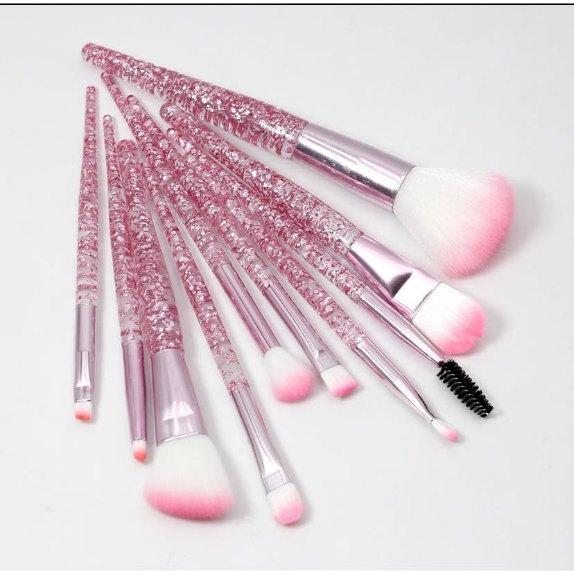 Conjunto de ferramentas de maquilhagem (com estojo de armazenamento) — Pincéis de maquilhagem profissionais — O para iniciantes e profissionais — Cabos coloridos (Rosa)