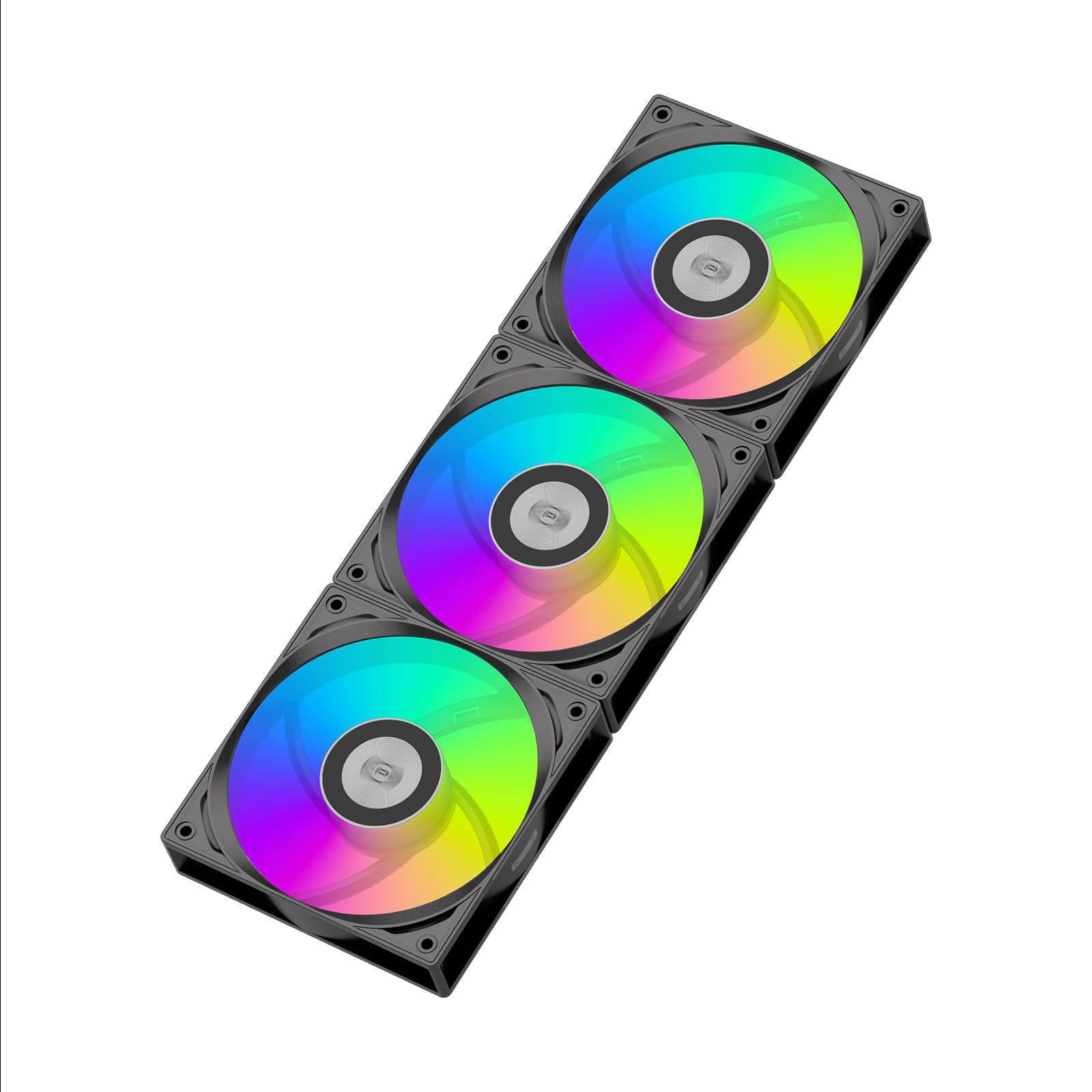 PCCOOLER ARGB - Ventola per case da 120 mm, senza fili, in metallo, con catena a margherita, illuminazione laterale geometrica, ventola PWM ad alte prestazioni, con cuscinetto FDB, per radiatori e
