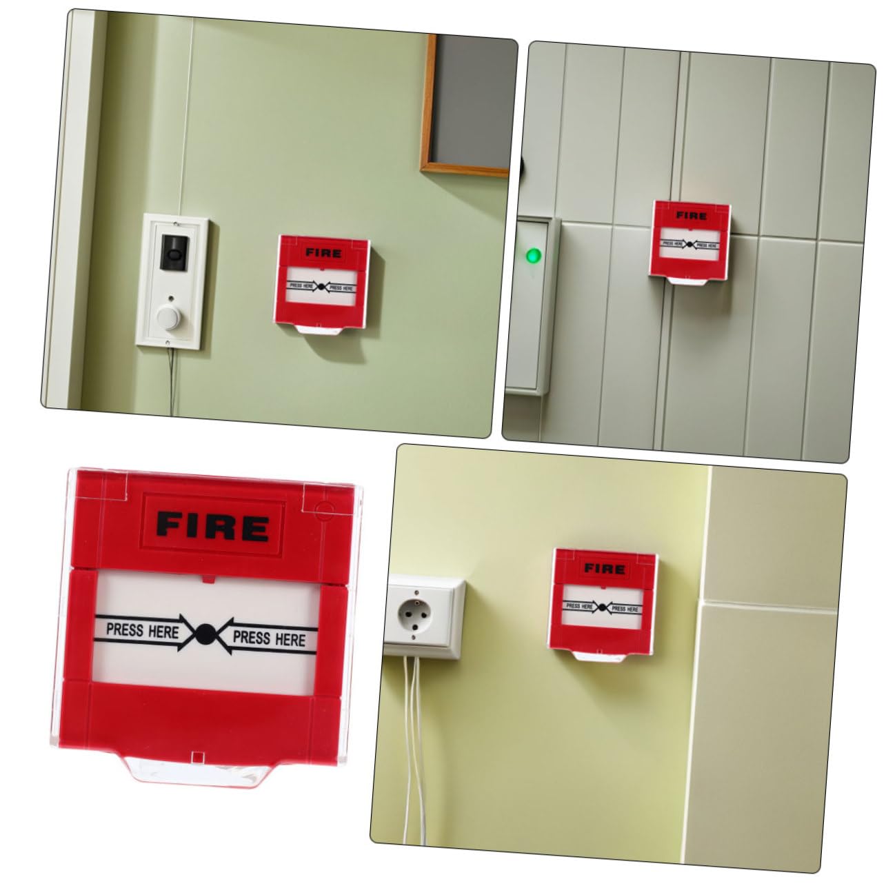 Botón de Alarma contra Incendios Manual, 2 Piezas, Rojo | Plástico, Compatible Sirena o Panel de Aviso, para Espacios Públicos y Oficina