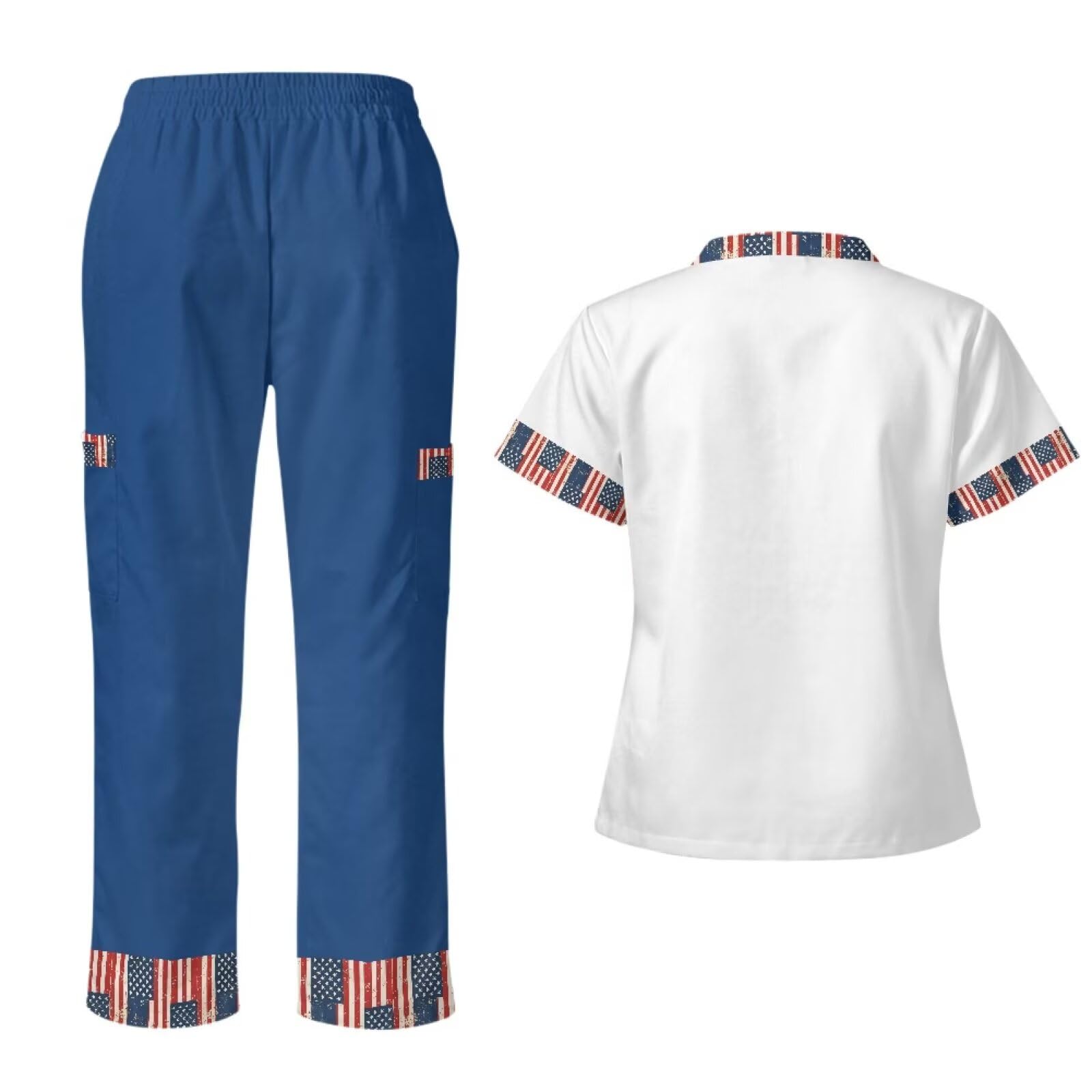 Set di scrub da donna con bandiera americana, vestibilità aderente, facile da pulire, scrub medico per donne, veterinari, tecnici e personale pediatrico