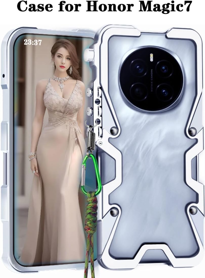 Case for Honor Magic7, Magic 7 Metal Border Cellphone Cover, Mobile Phone Shell -Silvery