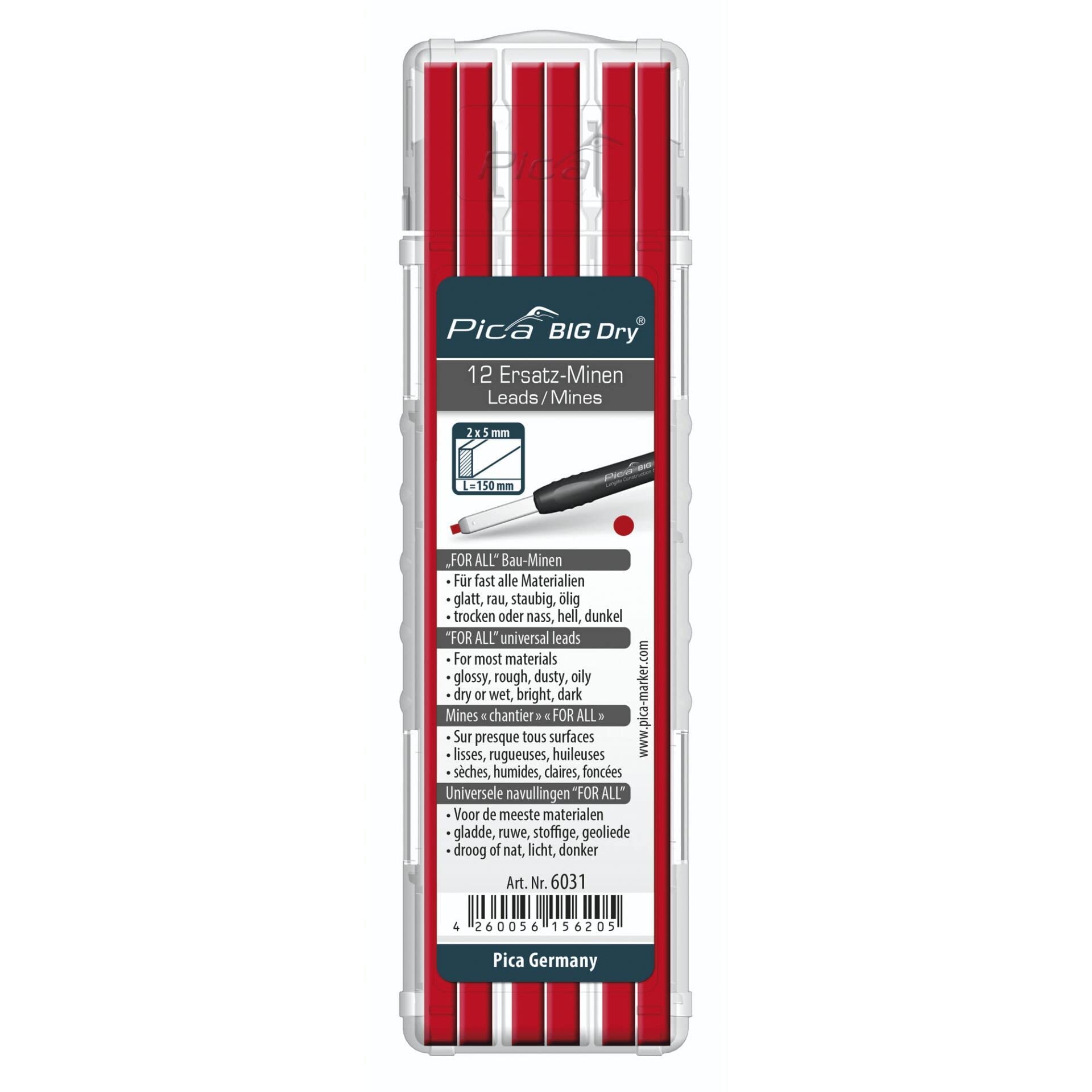 PICA 6030 Big Dry navulling grafiet, 12 stuks
