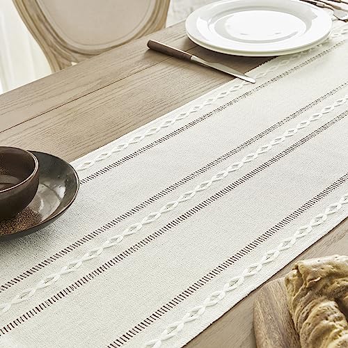 Rustic-Linen-Table-Runner-Boho-Farmhouse-Small-Table-Runners-36-Inches-Long-for-Kitchen-Dining-Room-Party-Bedroom-Dresser-Decor-Ivory-13×36-Inches Rustic Linen Table Runner Boho Farmhouse Small Table Runners 36 Inches Long for Kitchen Dining Room Party Bedroom Dresser Decor Ivory 13×36 Inches
