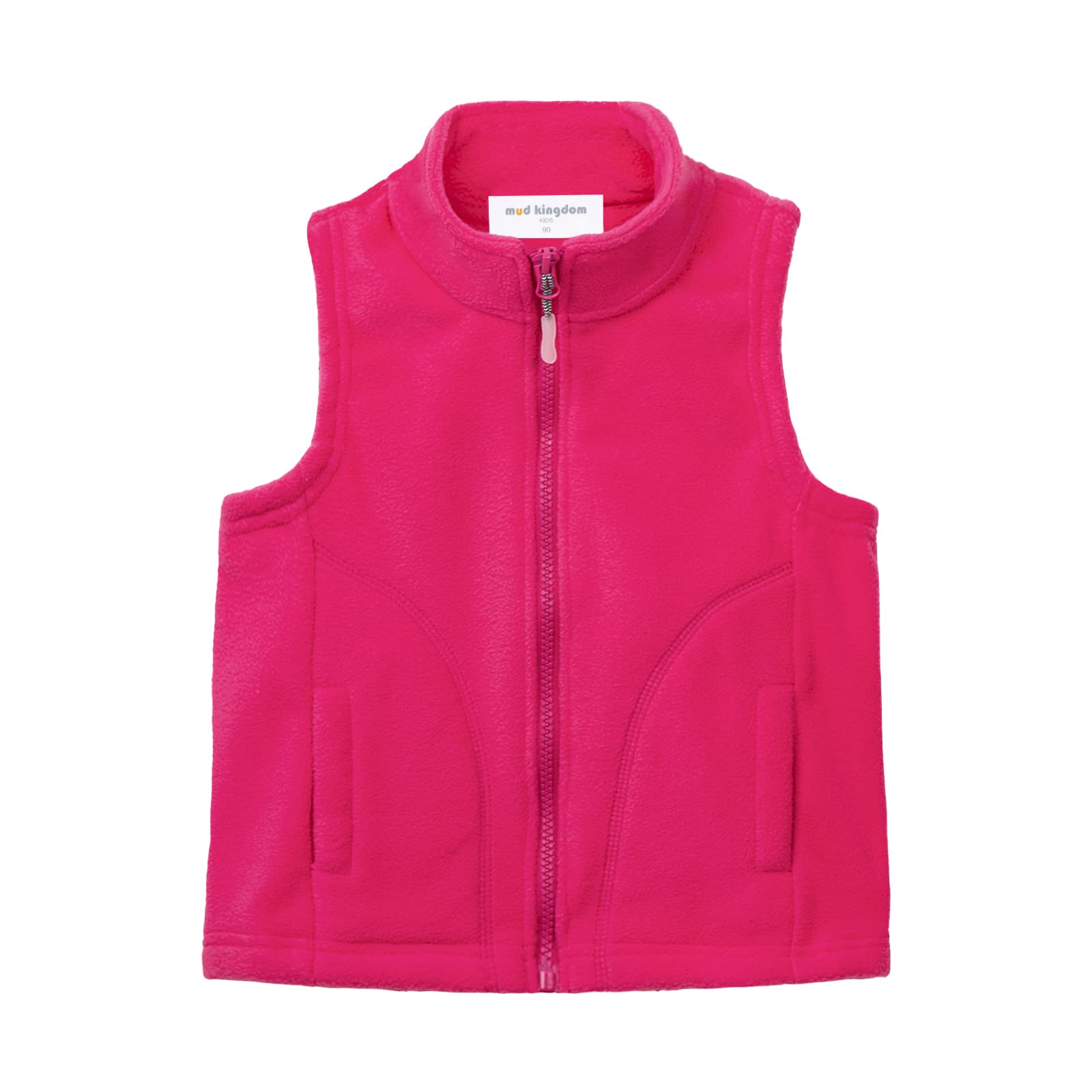 Mud Kingdom Girls Rose Red Little Body Warmers Stand-Up Collar Polar Fleece Gilet For Sleeveless Zip Up Outerwear 6 Years