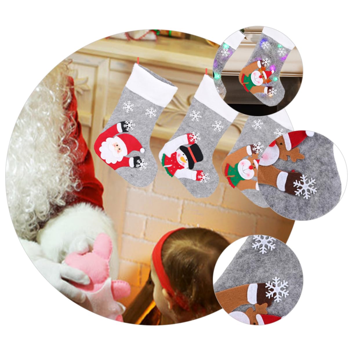 6stücke Leuchtende Weihnachtsstrümpfe Dekorative Socke Für Süßigkeitenaufbewahrung Und Festliche Deko Für Weihnachtsbaum Kamin Und Tür