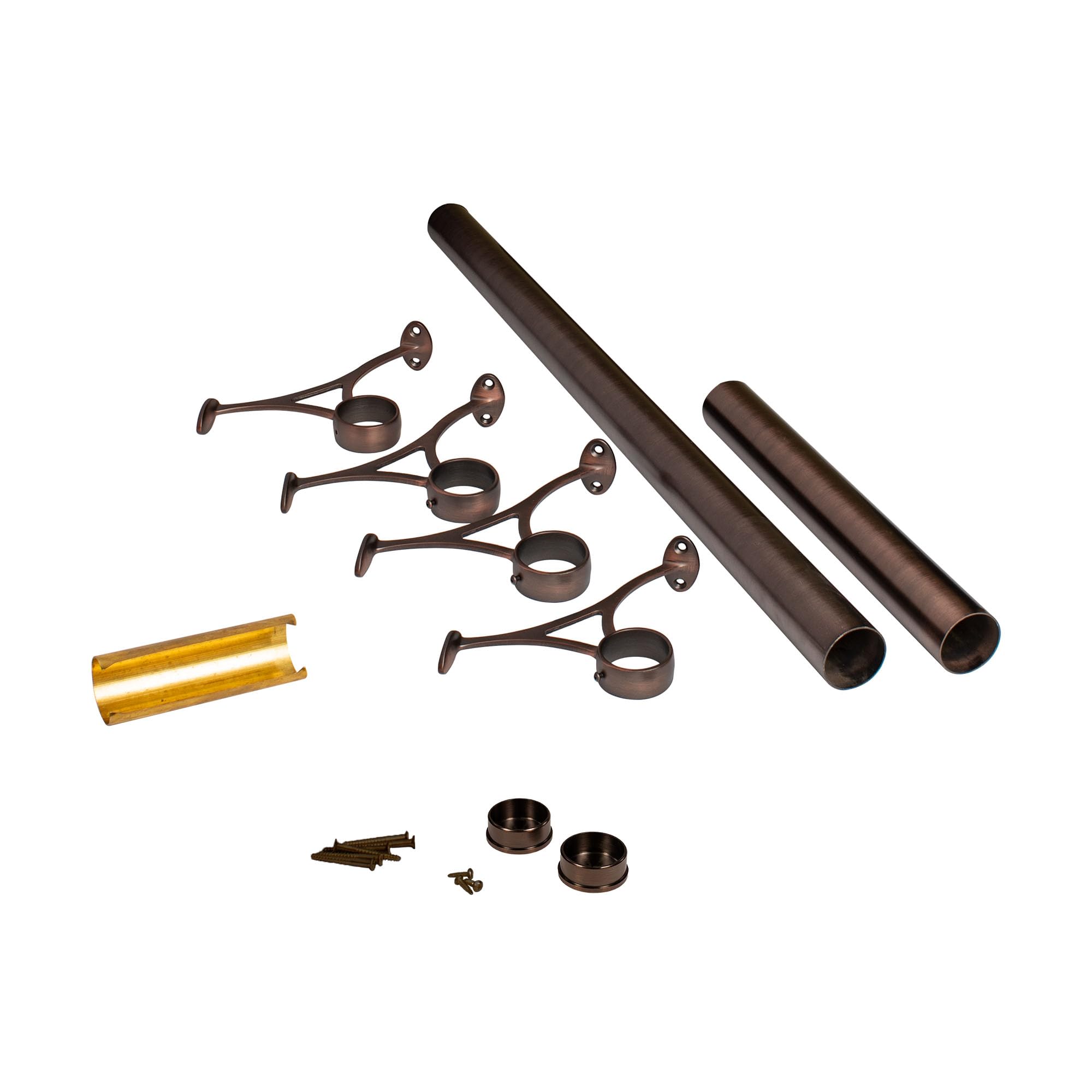 OUTWATER 2" Diameter x 12' Bar Foot Rail Kit - Complete Undercounter Mount Hardware and Tubing, Antique Bronze Finish