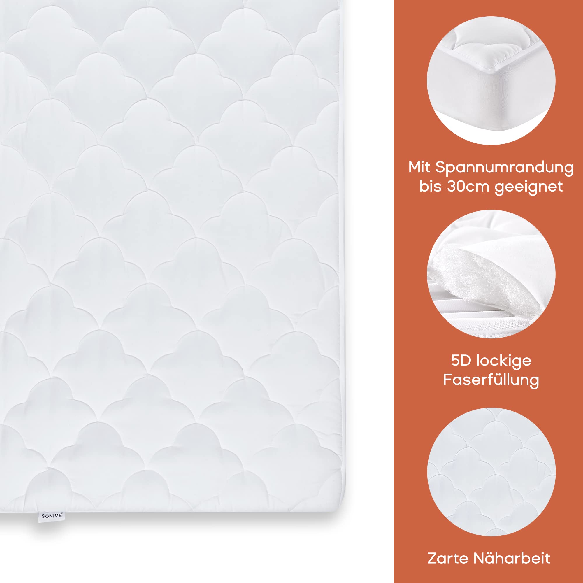 SONIVE Coprimaterasso impermeabile per culla e bambini piccoli, imbottitura in microfibra, 10 oz, certificato Oeko-Tex Standard 100, bianco, 70 x 140 cm