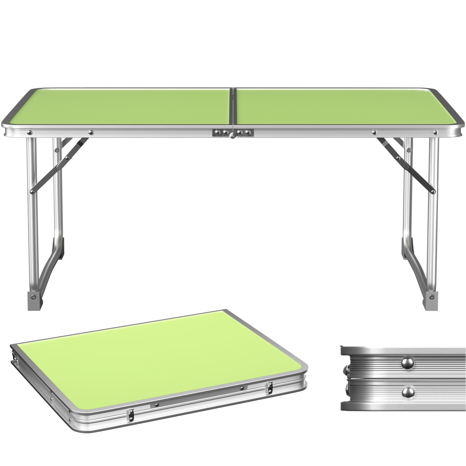 Folding Camping Table 60x40x26cm, Laptop Bed Table Lap Standing Desk for Breakfast Bed Tray, Portable Lightweight Foldable Table for Outdoor, Picnic, Cooking, Beach, Hiking, Fishing （Green）