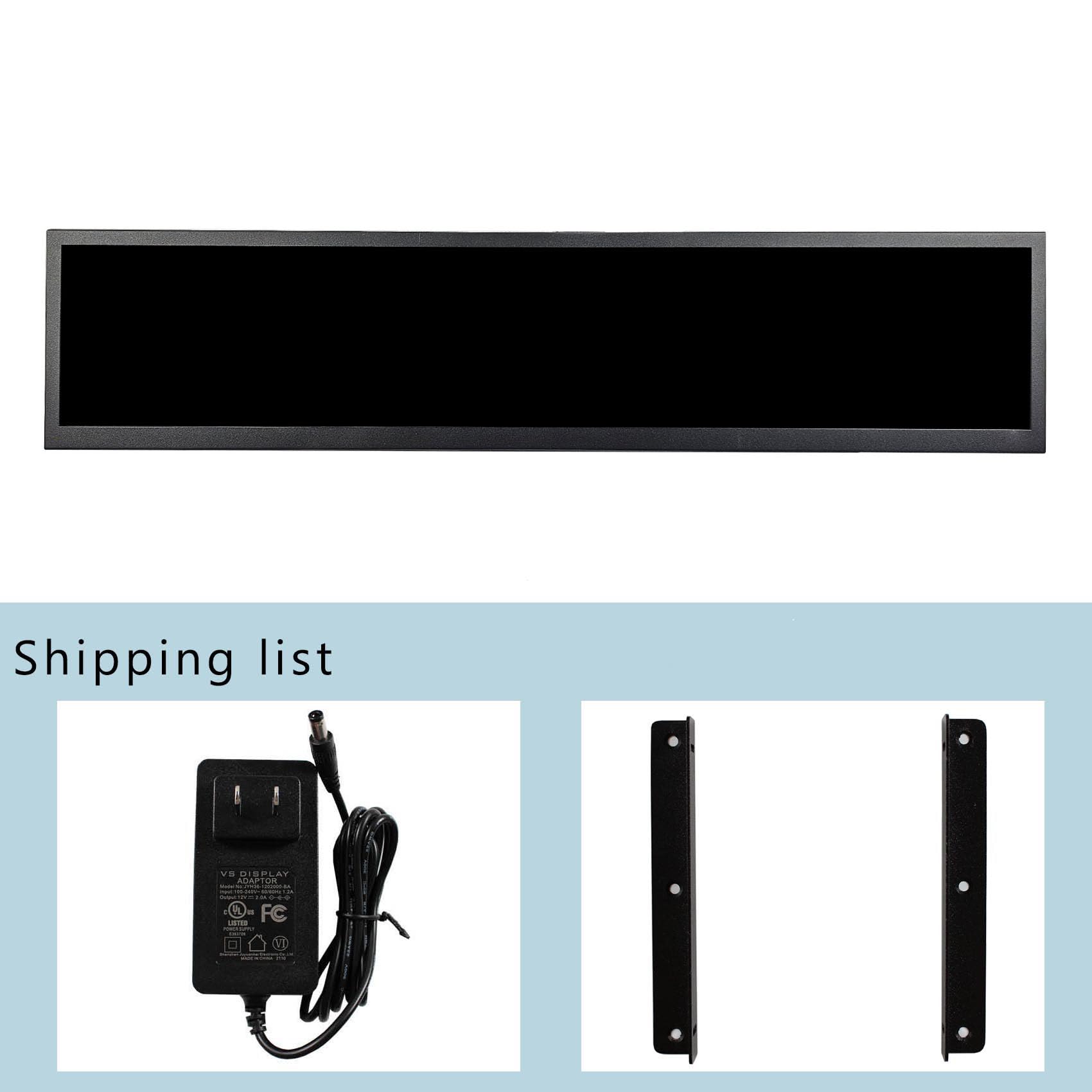 VSDISPLAY Écran à barre étirée IPS 24" 1920 x 360 avec entrée vidéo USB/H/D