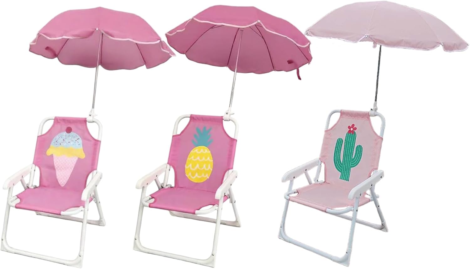 Kids Beach Chair with Umbrella, Foldable & Detachable Portable Oxford Cloth Cute Kids Beach Chair with Canopy for Outdoor Summer, Cactus, Camping Hiking