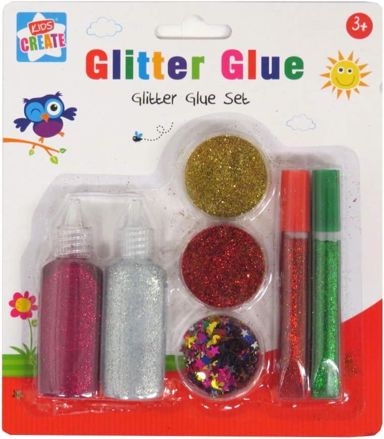 The Design Group Kids Create Arts and Crafts Glitter Glue Set, Plastic, Assorted Colour, 9-Piece : Office Products