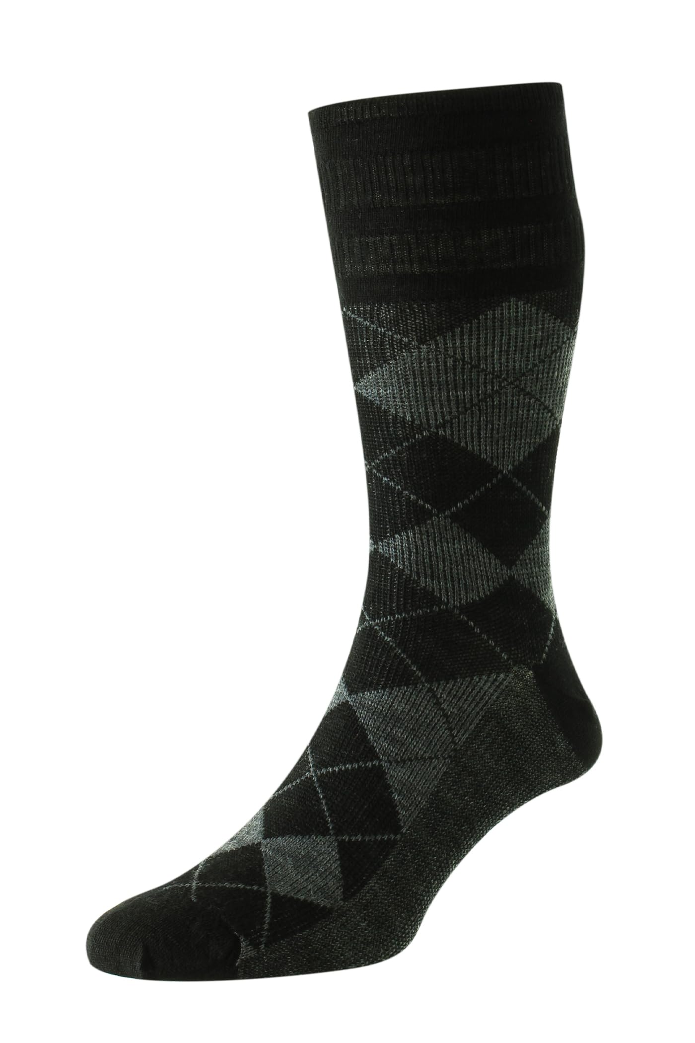 1 Pair HJ Argyle Wool Softop Thermal Socks HJ96 Black/Green 6-11