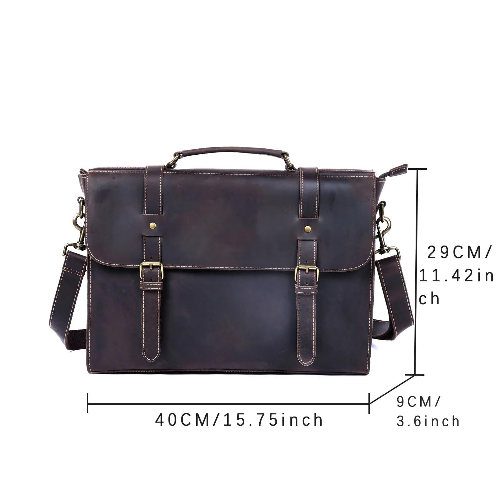 Vintage Men's Leather Briefcase 15" Laptop Bag, Messenger Bags For Work Business Handbag