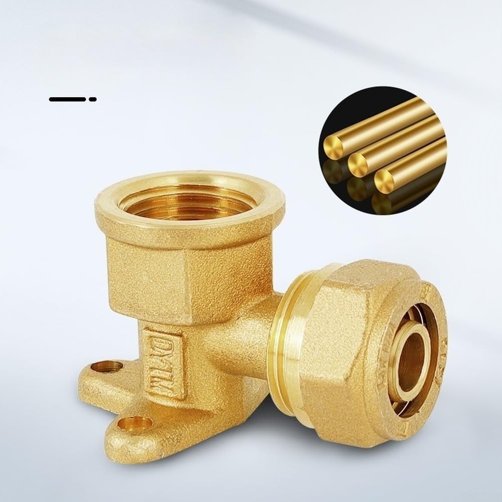 Codo de para latón 90 Grados G1/2 Hembra/Macho para Calefacción y Agua - Conector Tubo Instalación Doméstica 6x5x4cm(1620 Natural Color)