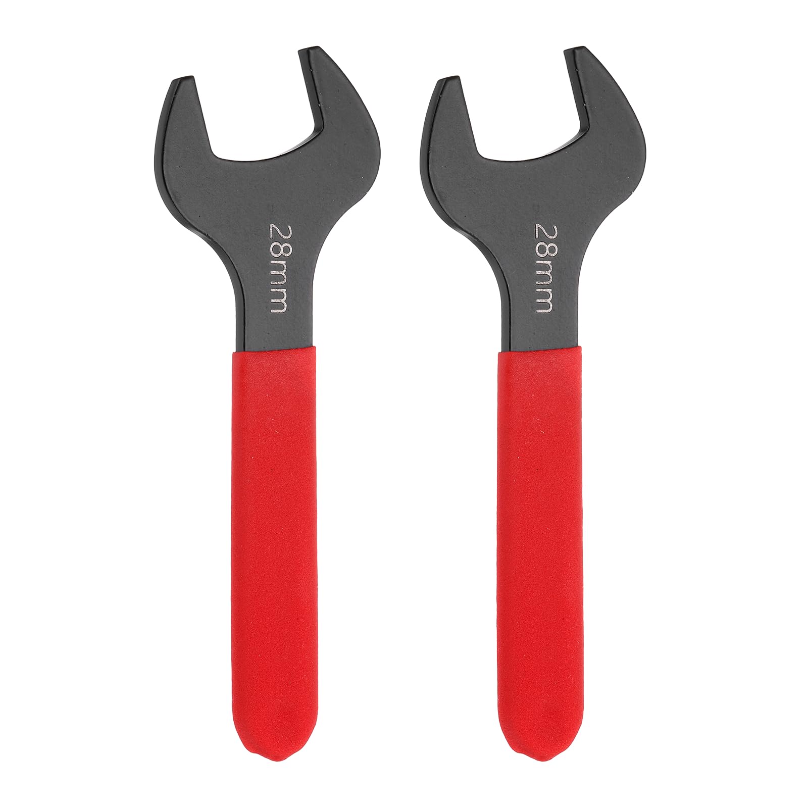 sourcing map 2Pcs Super Thin Single Open End Wrench 28mm Metric Carbon Steel Slim Wrench 15 Degree Angle Open Ended Ultra Thin Mechanic Spanner with Plastic Handle for Tight Space, Red