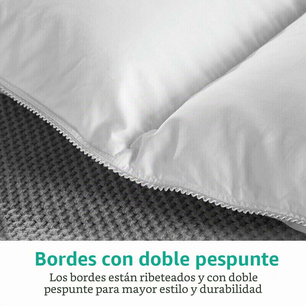 APSMILE Edredón Relleno Nórdico de Plumas y Plumón de Ganso Cama 80-135 x 200 cm, Apto para Invierno Edredón Nórdico 135x200cm, 8 pestañas en Las Esquinas (Blanco,1025g)
