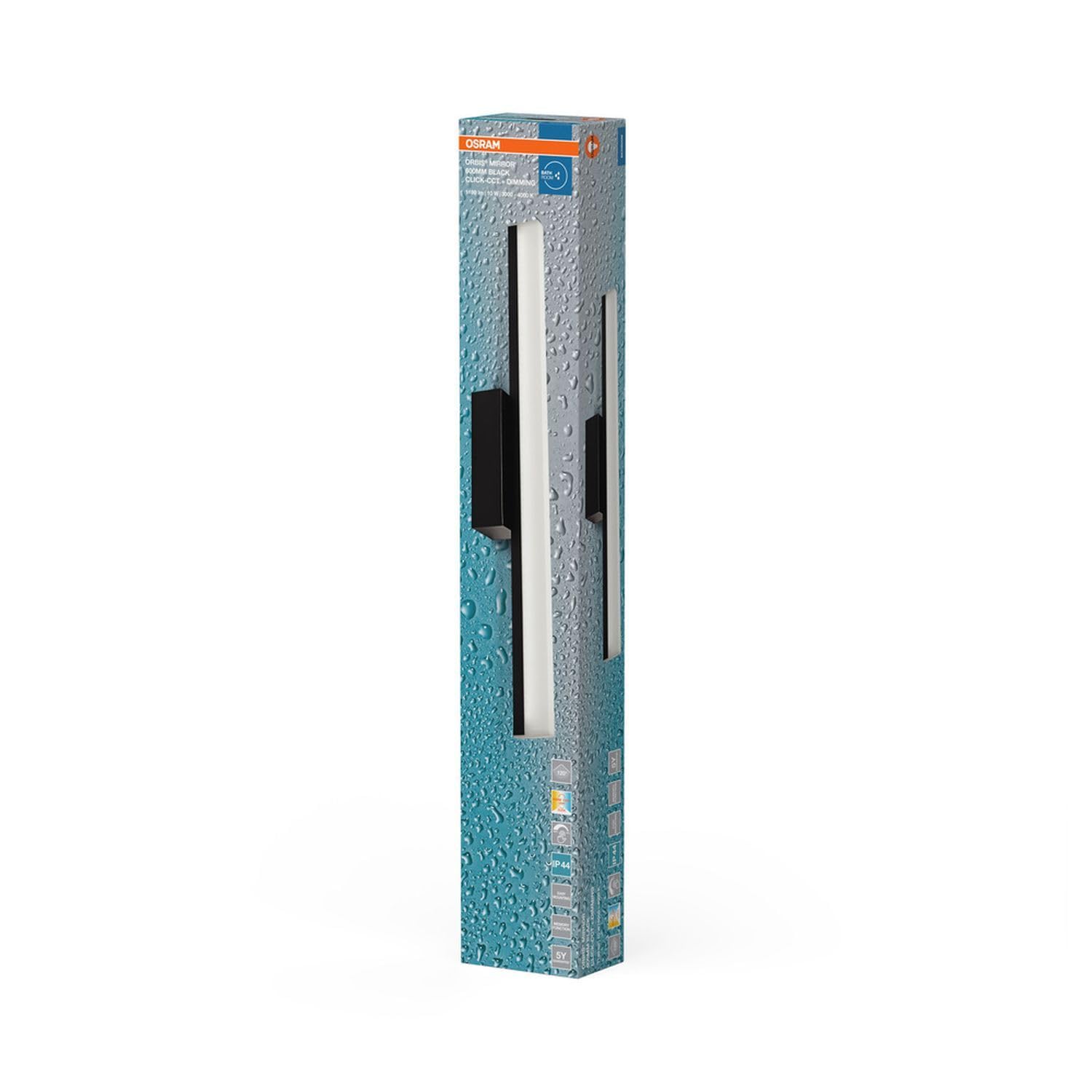 Licht-Erlebnisse LED Spiegelleuchte Aluminium Metall Schwarz 3000-4000 K Click-CCT Touch dimmbar IP44 modern Flur Esszimmer Büro L:60 cm Wandlampe Badezimmer