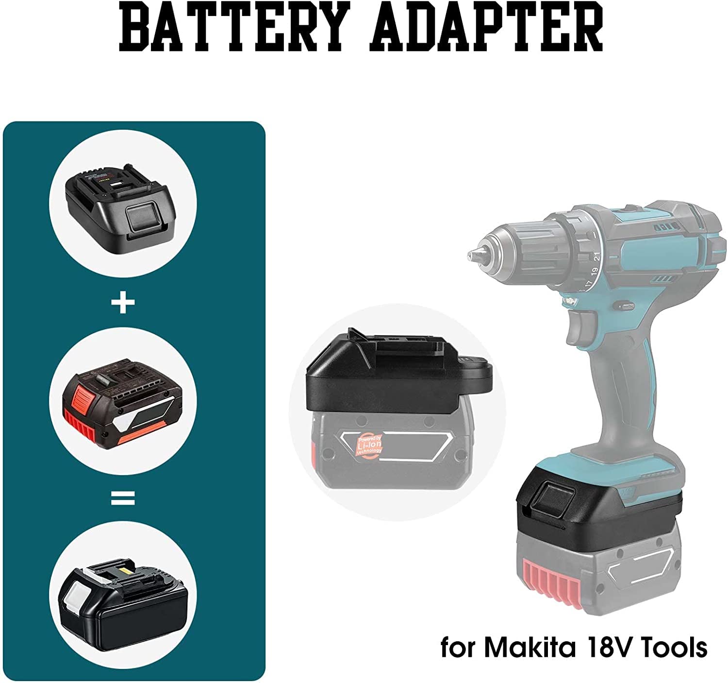 TPDL BS18MT Akku Adapter auf für Makita 18V Elektrowerkzeug, Akku Konverter für Bosch Professional 18V System GBA Akku auf für Makita18V Li-Ion Elektrowerkzeug (Nicht PBA) - 3