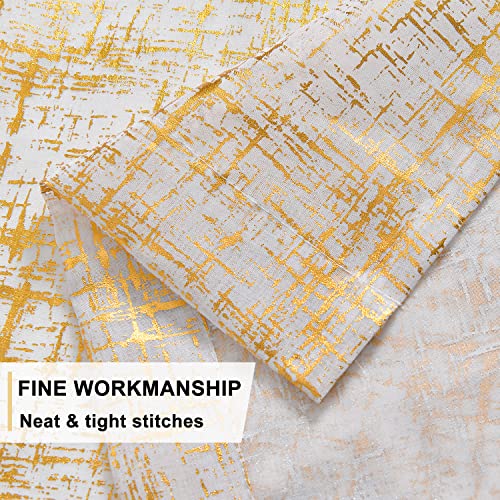 Terlytex Gold White Sheer Curtains 63 Inch Length, Metallic Gold Foil Cross Hatch Design Sparkle Sheer Curtains For Bedroom, Rod Pocket Privacy Glitter Sheer Curtains 2 Panels, 52 X 63 Inch, Gold #TOP5