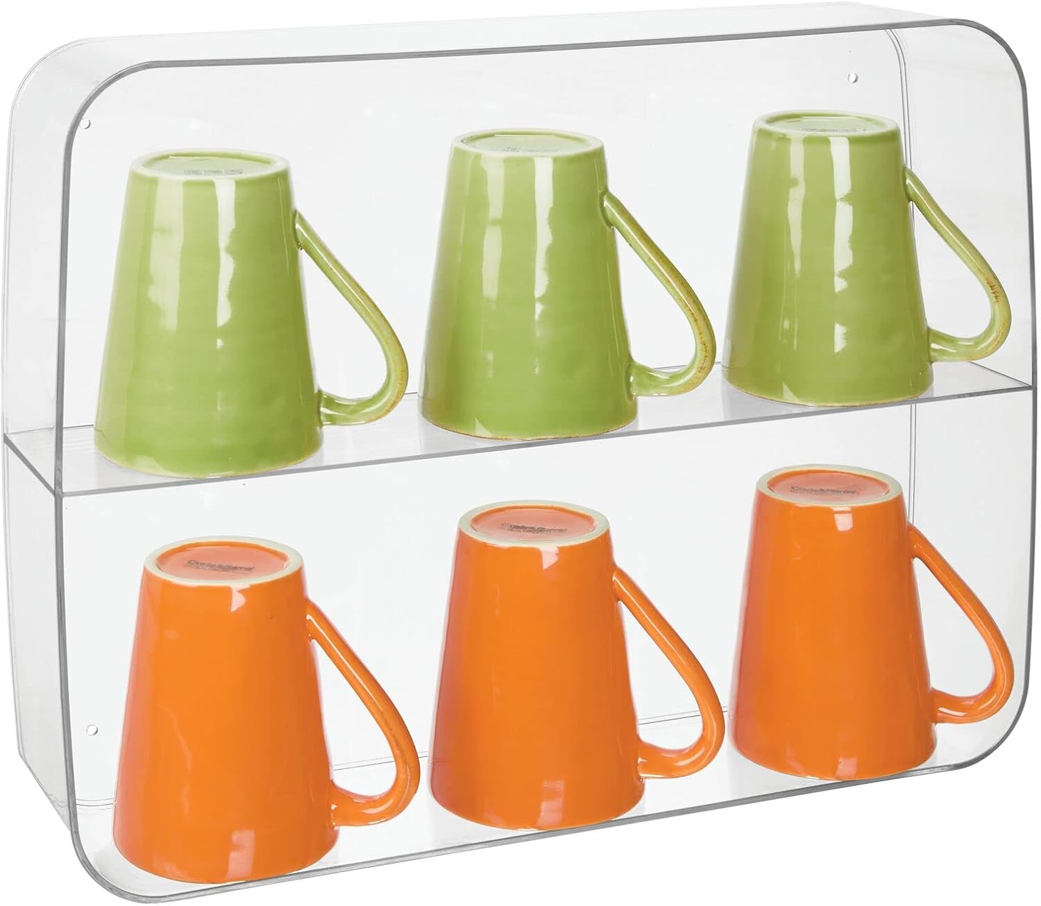 mDesign Plastic Wall Mount Display Organizer Holder, 2 Tier - Protect, Store and Show Off Small Collectibles, Figurines, Mugs, Succulent Plants - Create Additional Storage in Bathroom, Nursery - Clear