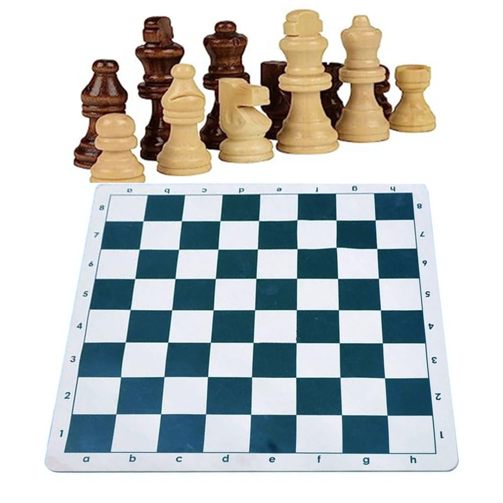 Ciko Wooden Chess Pieces 6.1cm King 32 Chess Pieces 16 Black and 16 Creemy White and Chess Mat 18 x18 (Chess Mat Green + Chess Pieces) (B0DG93C7G9) Amazon Price History, Amazon Price Tracker