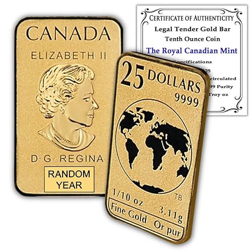 2016 - Present (Random Year) 110 oz Gold Bar Coin by the Royal Canadian Mint Brilliant Uncirculated with Certificate of Authenticity 24K $25 BU $25