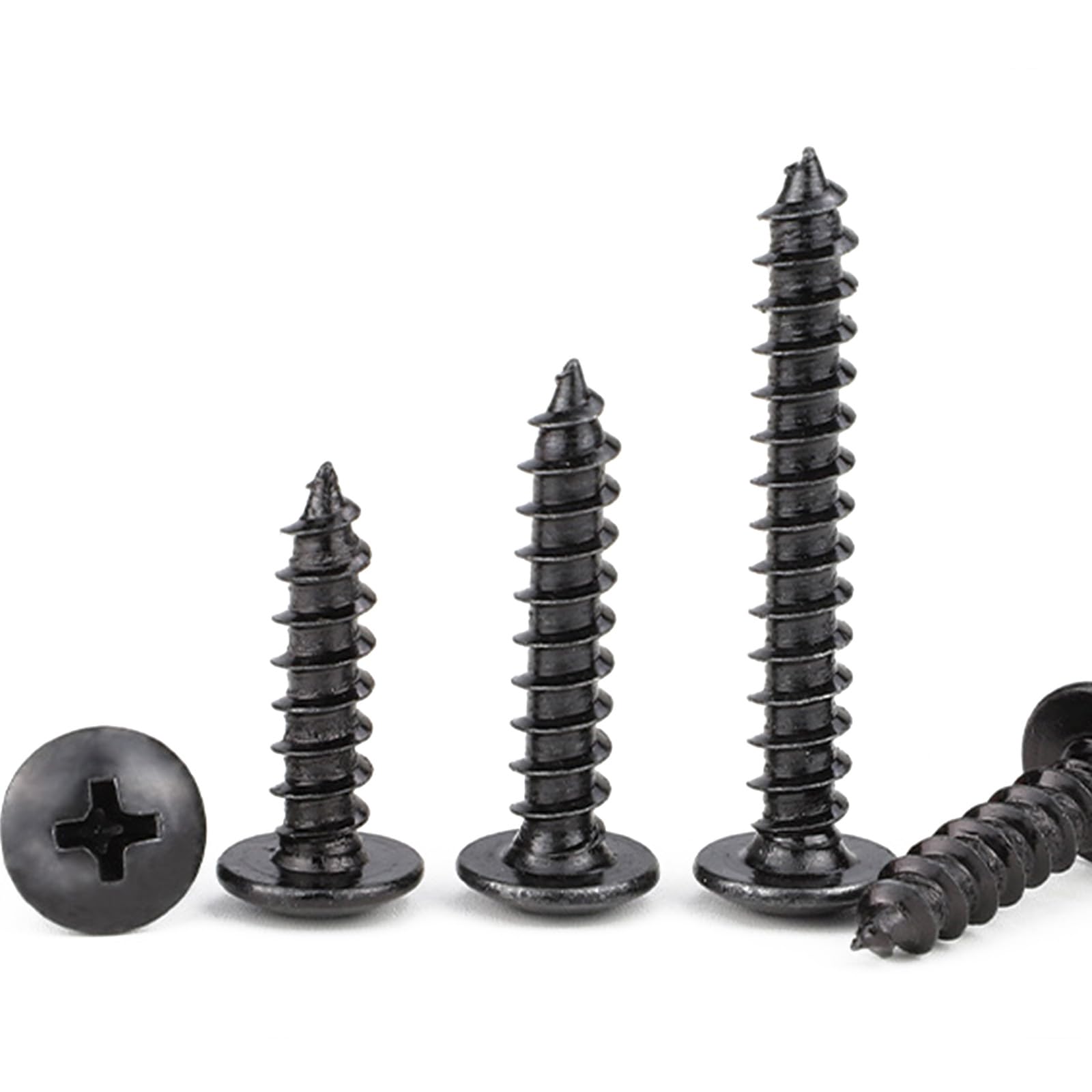 BACSHBY 20 Pcs M5x60mm Self-Tapping Wood Screws Carbon Steel Mushroom Head Set Sheet Metal Nails Full Thread Black Furniture Machinery Screws