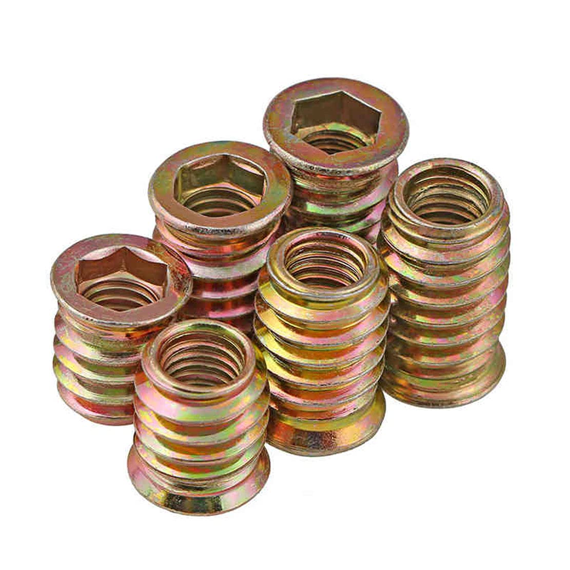 20 pezzi boccole filettate, dadi a testa esagonale, in acciaio al carbonio zincato, M6 M8 M10, filettatura completa Hex (M6 x 13 mm)