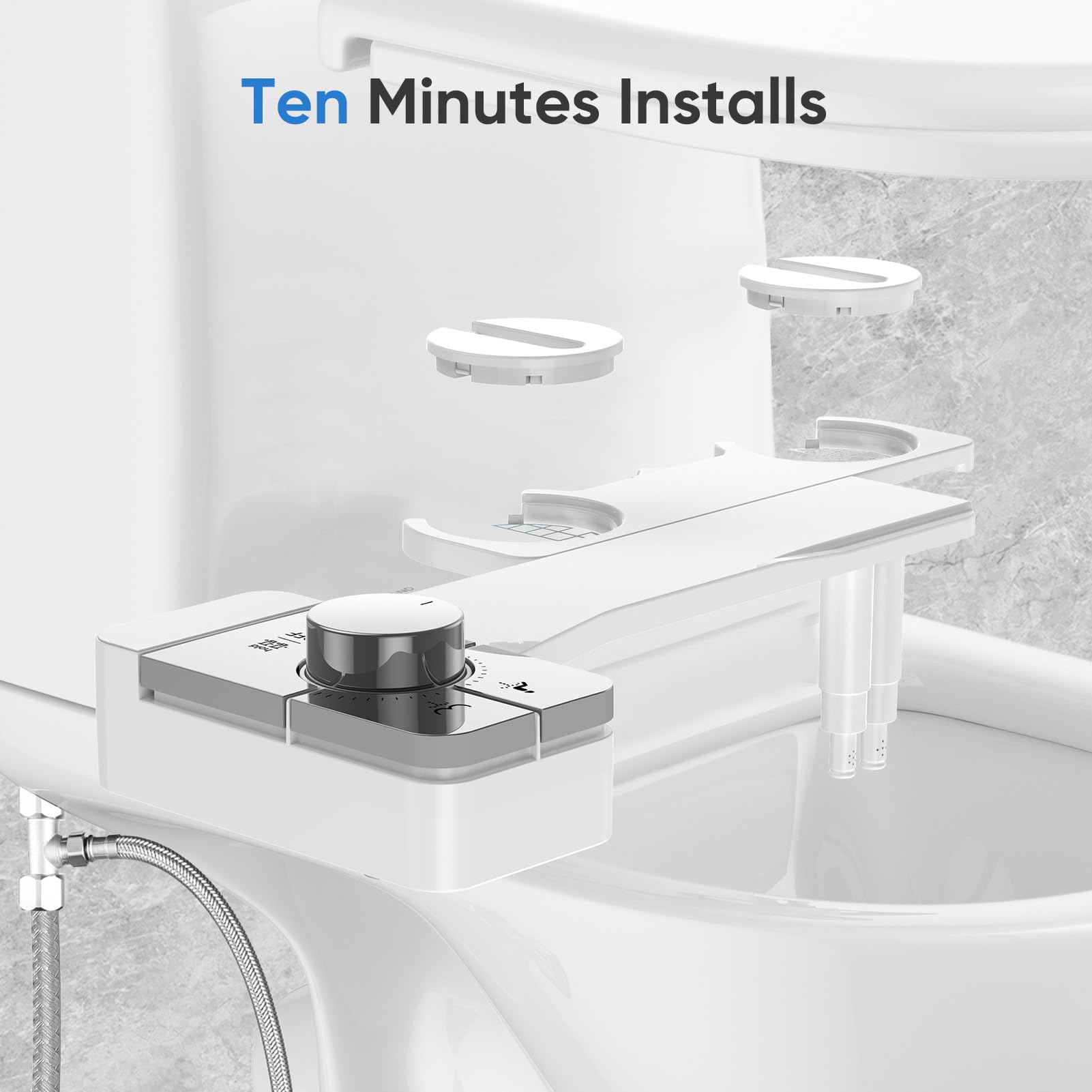 Upgrade Bidet Attachment for Toilet Seat Adjustable Angle Dual Nozzle Self-Cleaning Non-Electric Bidet Attachment for Rear Feminine Wash — view 4