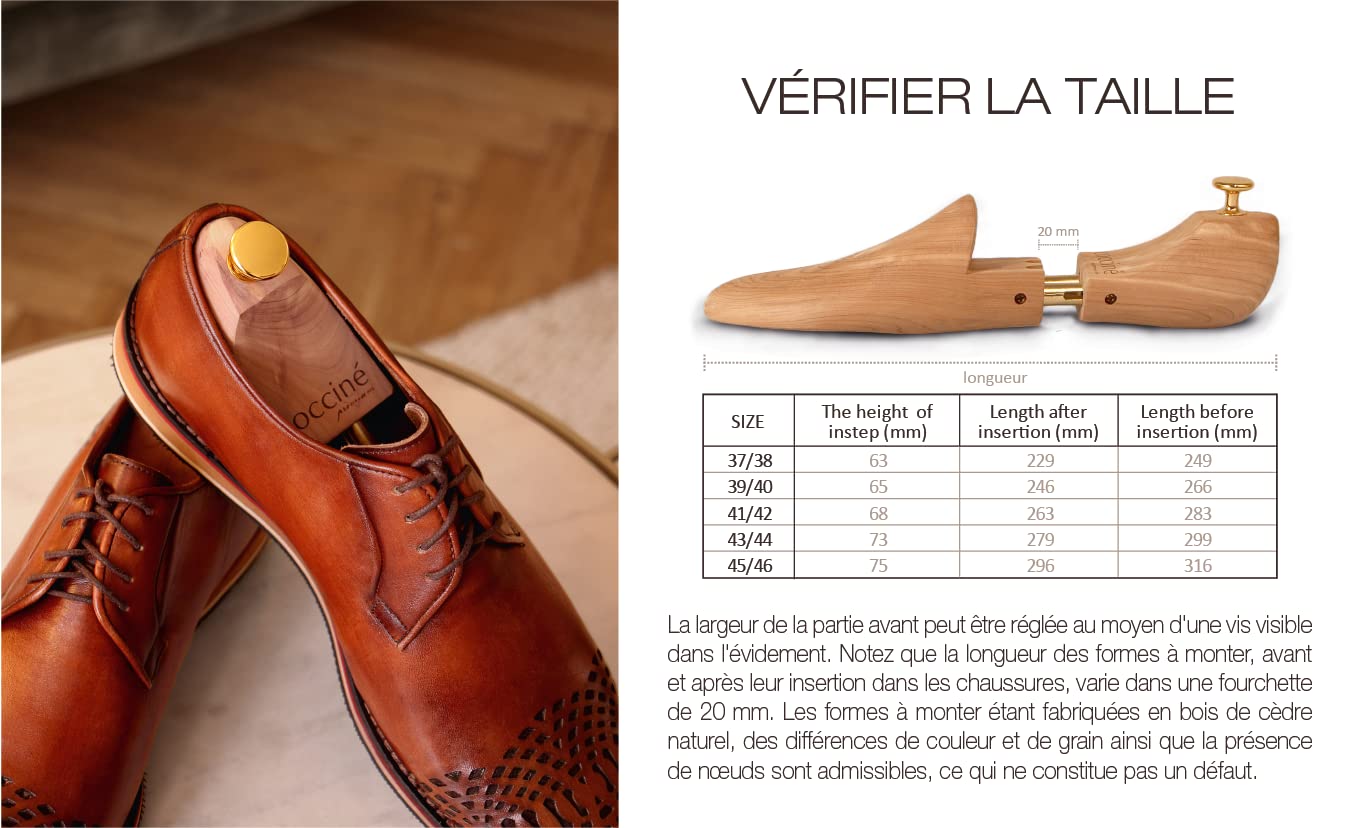 Coccine - Embauchoir Chaussures Universelles, Elargisseur Chaussure en Cèdre, Embauchoirs Pour Homme et Femme, Taille Réglable, Bois Avec Parfum de Cèdre, Ajustement Facile