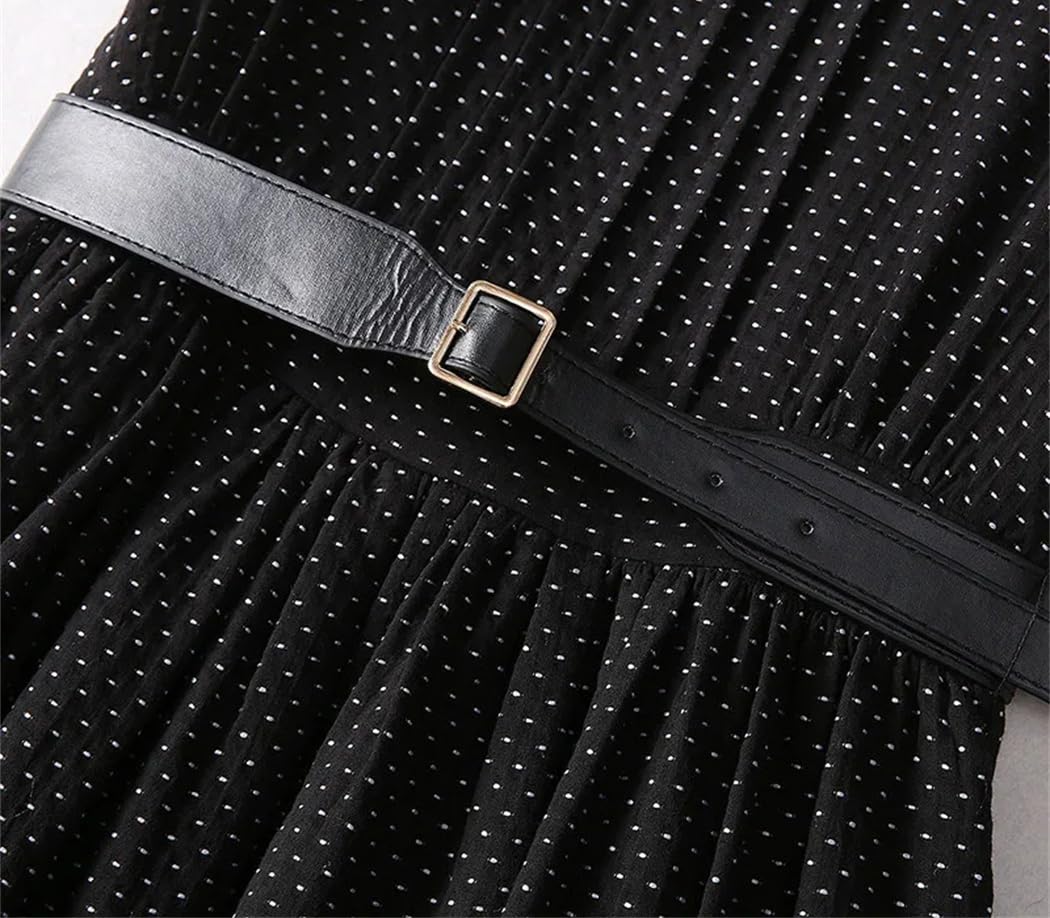 Vestido de fiesta largo ajustado de algodón con cuello cuadrado y manga corta con cordones para mujer