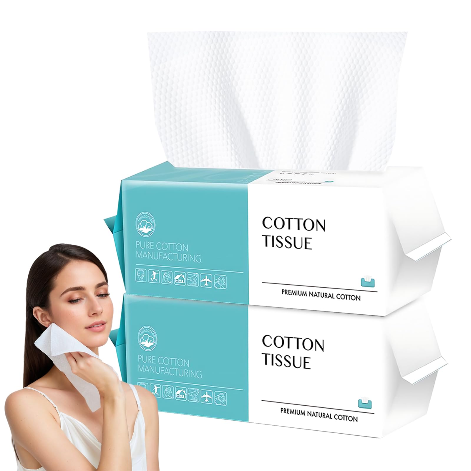 Disposable Face Towel 200 Count, Soft Cotton Clean Towels, Biodegradable Disposable Towels, Skin Care, Makeup Remover