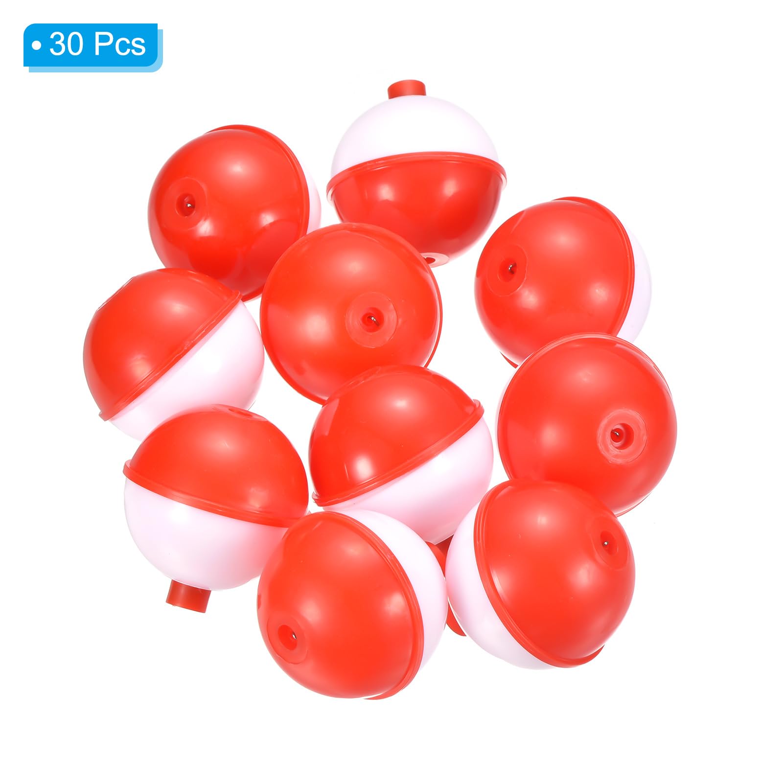 PATIKIL 1.75 Inch Fishing Bobber, 30 Pack Hard ABS Push Button Round Buoy Fishing Float Tackle, Red and White - Image 3