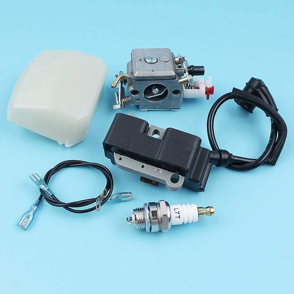 Kit de módulo de Bobina de Encendido del Filtro de Aire del carburador Compatible con Husqvarna 340345346350353 Bujía de Motosierra [# 503283208] Zama Carb