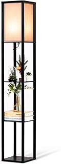 Floor Lamps with Shelves for Living Room, 3 Layers Morden Standard Lamp with LED Light for Bedroom, Office, Black