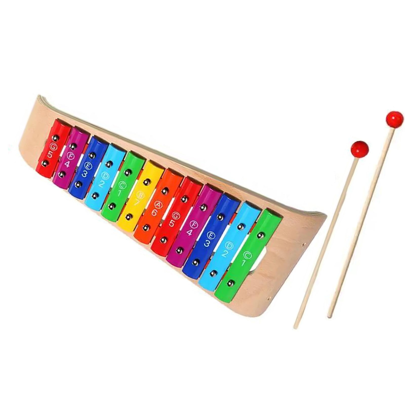 Glockenspiel Strumento Glockenspiel con base in legno, tavola armonica colorata a 12 note con 2 bacchette