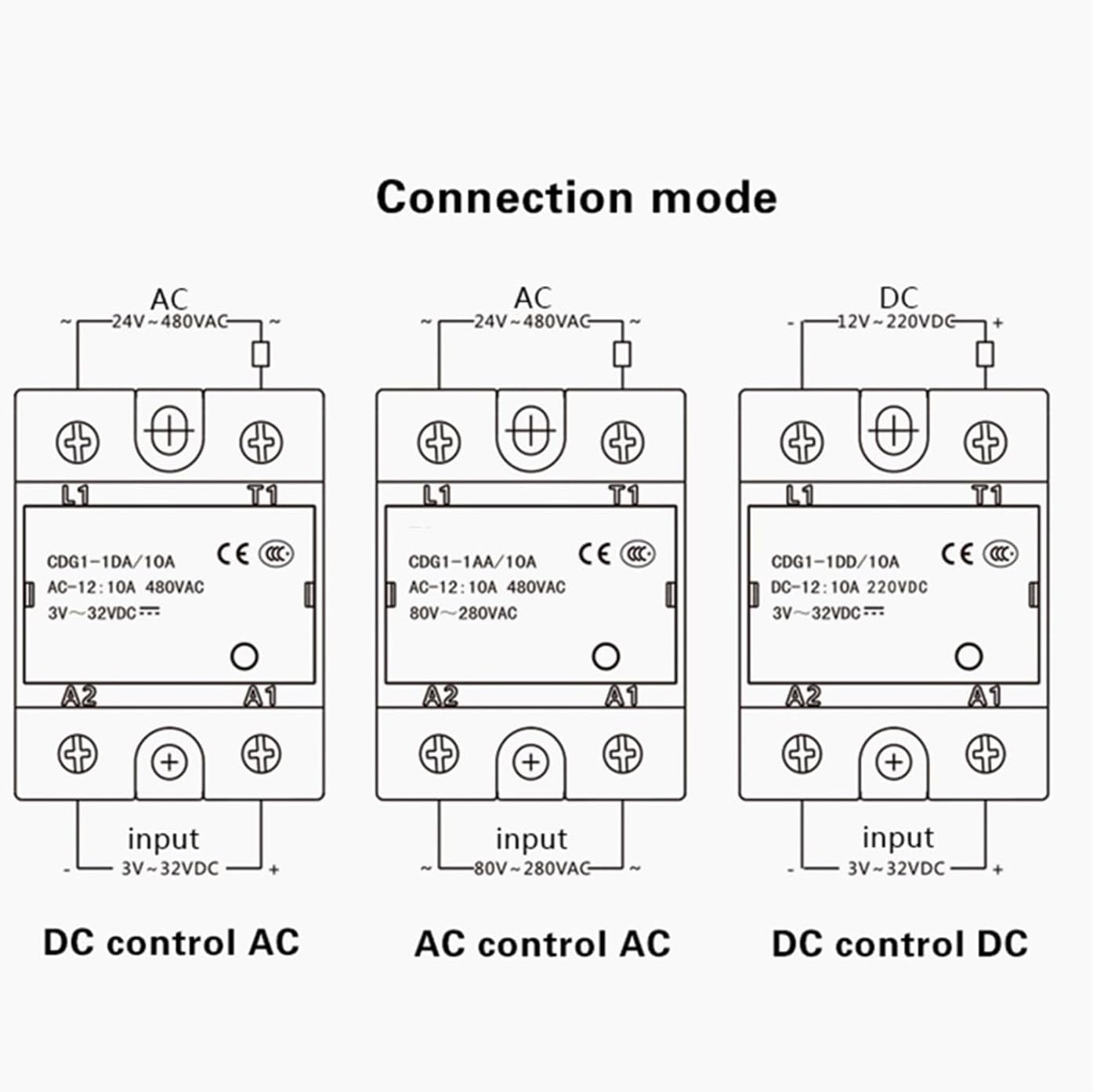 Wiring diagram for DC control DC solid state relay