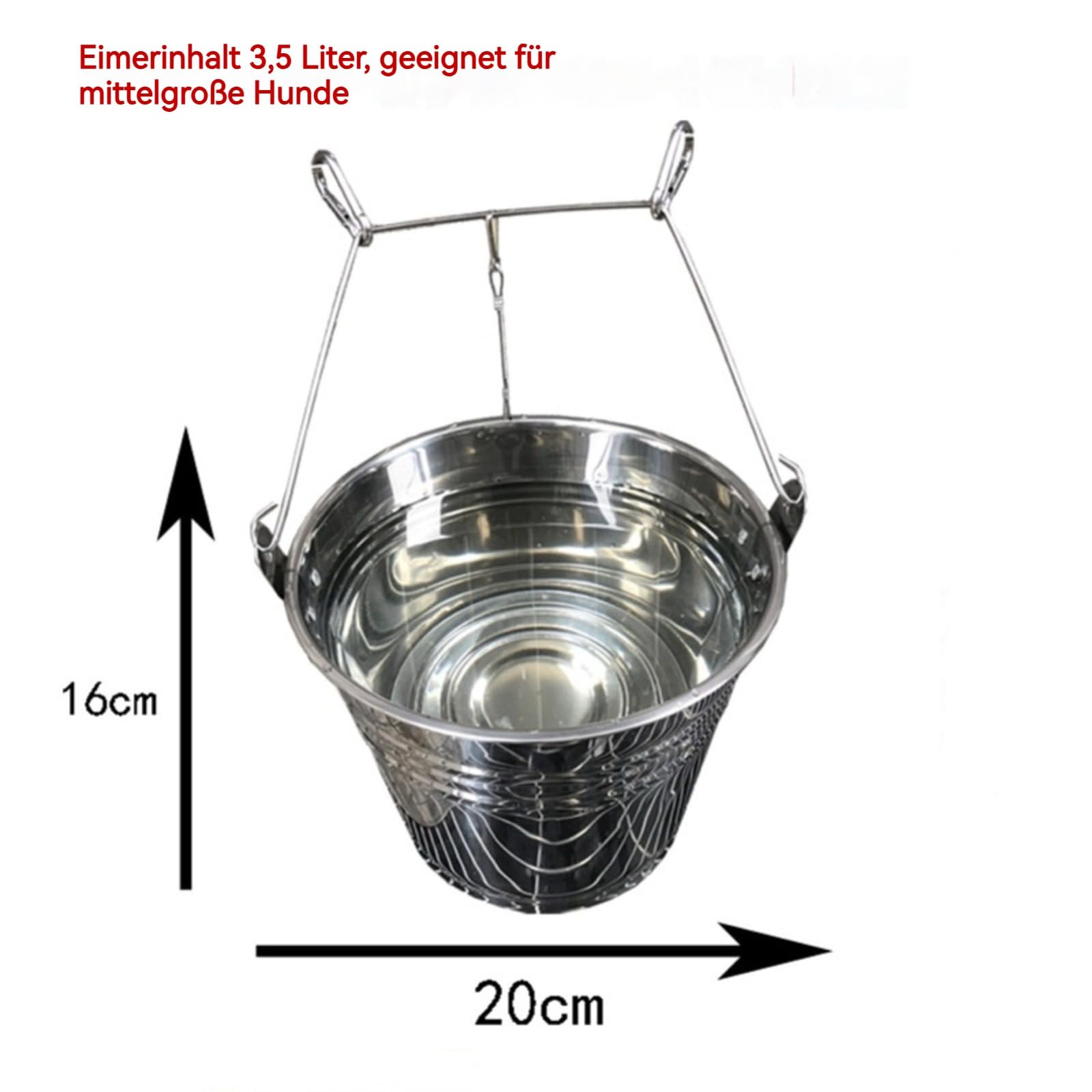 Trinkbrunnen für Haustiere, Wassernapf für Hunde, Hunde-Outdoor-Trinknapf, Wassernapf für Haustiere, Trinkeimer aus Edelstahl, hängender Hundekäfig, Fassungsvermögen 1,7 l/3,5 l, geeignet für mittelgr