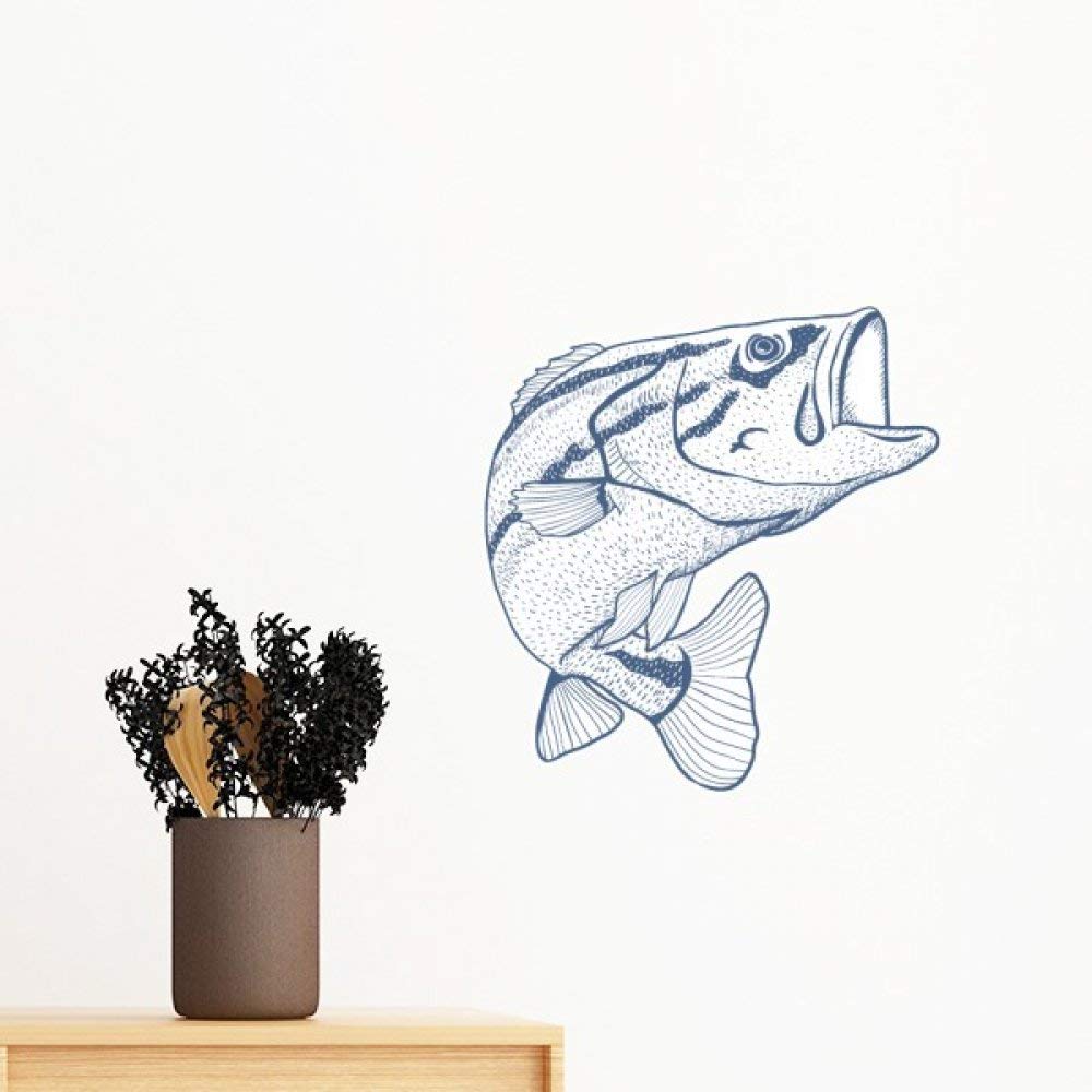 Art mural stickers gros poisson bleu décoratif amovible 40cm pour chambre
