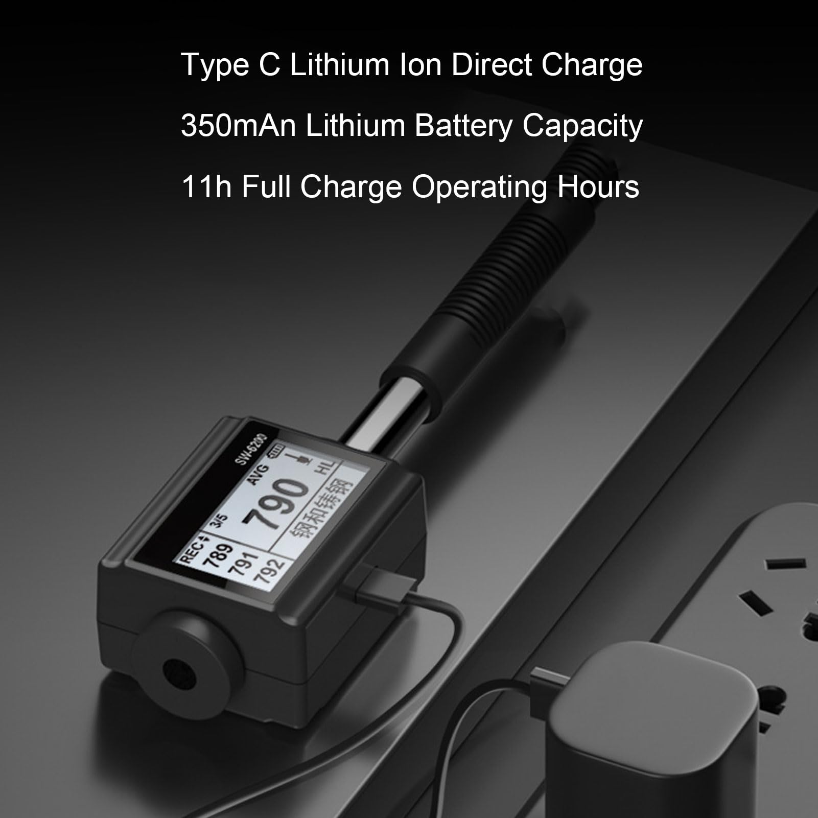 Leeb Hardness Tester, 7 in 1 Digital Display Pen Type Metal Hardness Meter Hardness Tester Portable Hardness Testing Equipment Integrated Body for Heavy Workpieces Large Workpieces