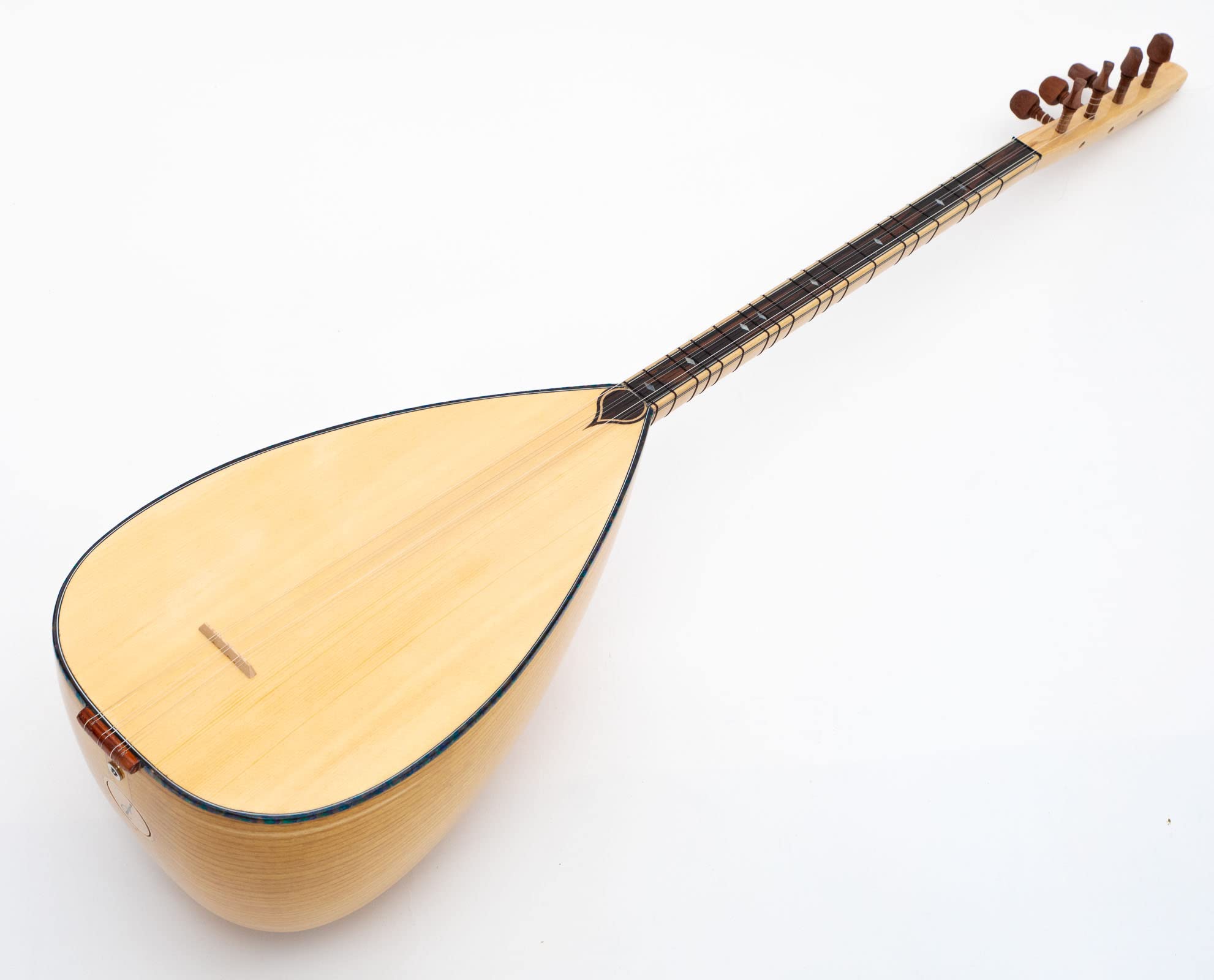 Saz Baglama court turc en bois de mûrier fait main + accessoires