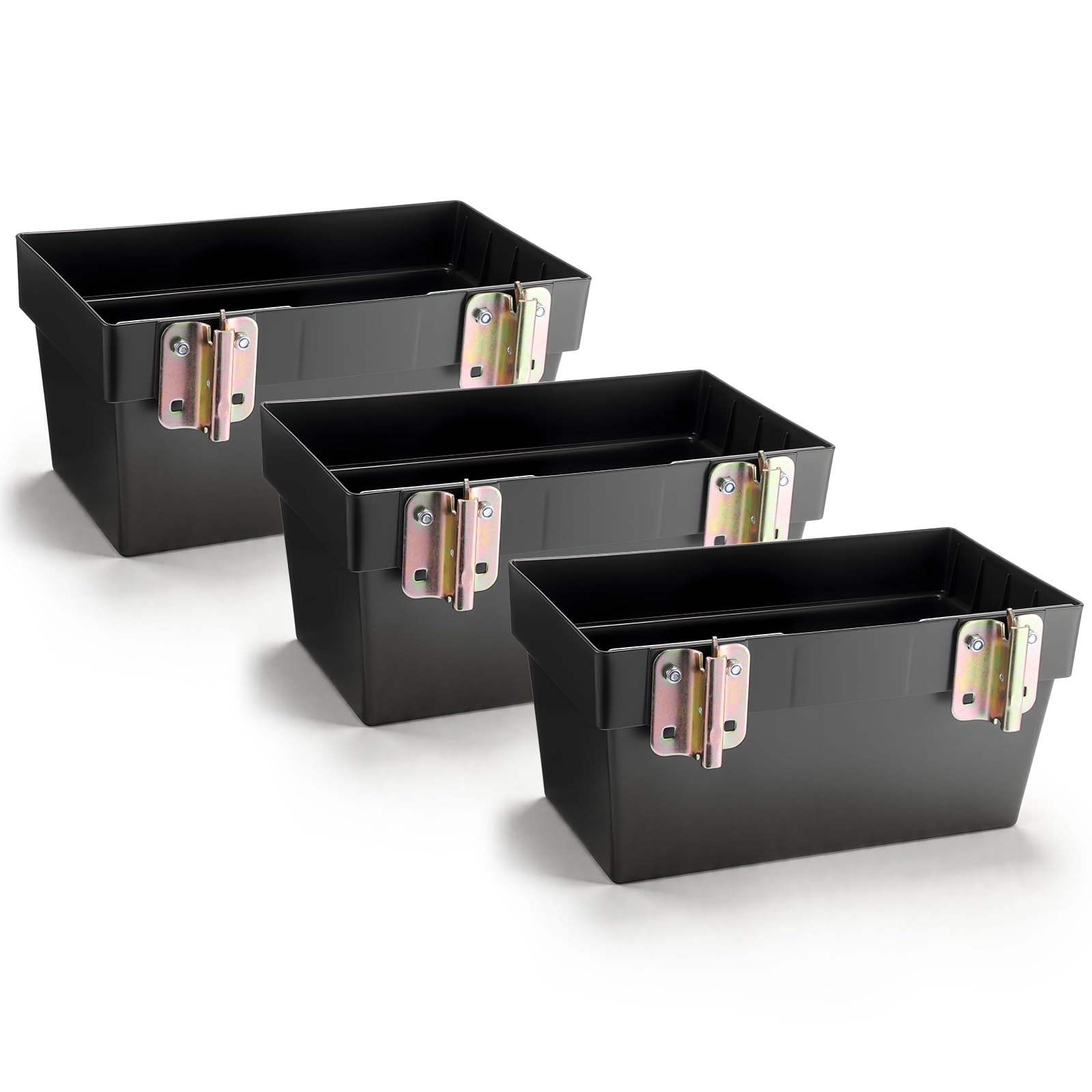 Paquete de 3 contenedores de almacenamiento E Track – 13 x 7 x 6 pulgadas, organizador de cesta de pista E resistente para remolques cerrados, camiones y talleres, accesorios de sistema de
