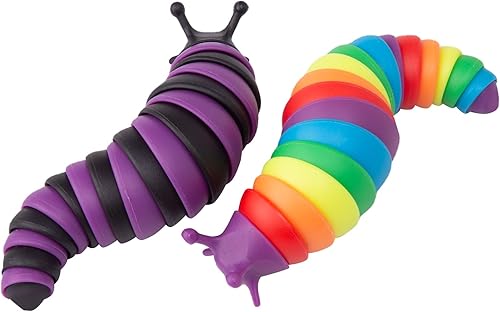 MEIEST 2 piezas de juguetes para la ansiedad, oruga elástica articulada en 3D, juguete sensorial flexible de mano, ideal para fiesta, colorido,