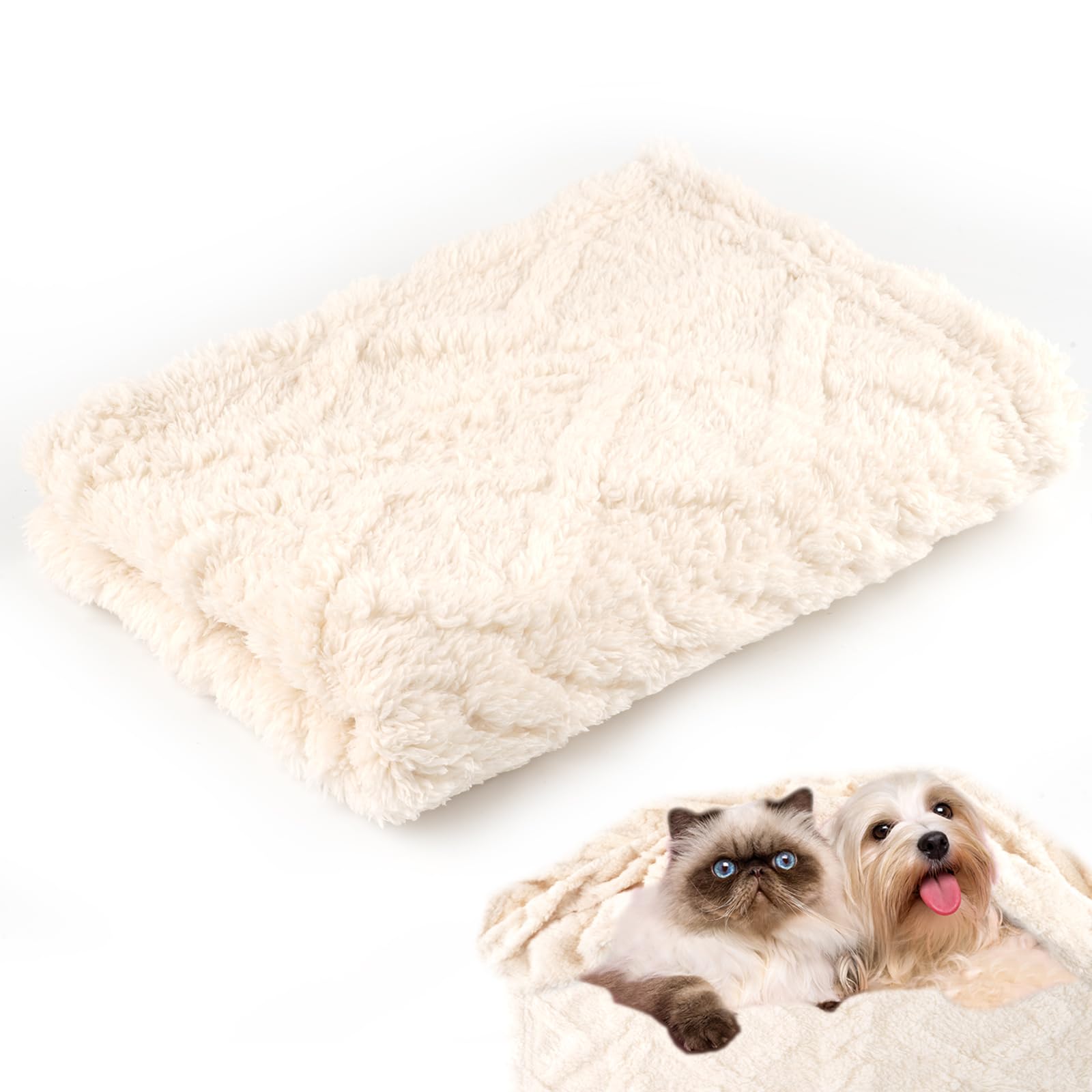 Neerow Dog Blanket Washable, 70 x 100 cm Fleece Cat Blanket, Soft Fluffy Puppy Pet Blankets for Medium Small Indoor Dogs Cats Sofa Bed (Beige)