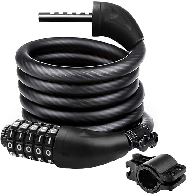 Bike Lock Cable Bicycle Lock - Cycle Lock High Security Combination 1800mm x 12mm Long Heavy Duty Cable Lock 5 Digit Codes Locks Bike Accessories for Bicycle, Moto, Door, Gate Fence