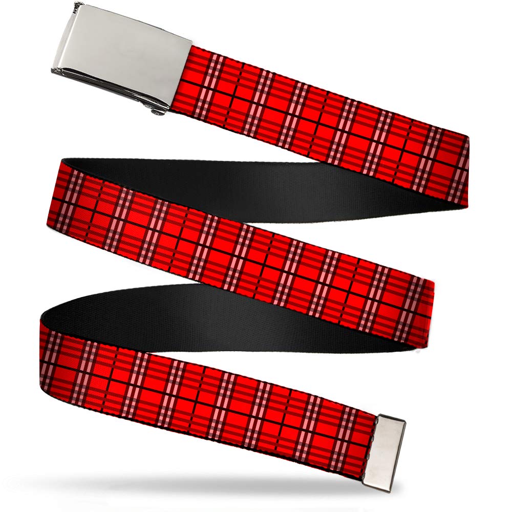 Buckle-Down Men's Multicolor Web Belt Plaid, 1.5" Wide/Fits Up To 42" Pant Size